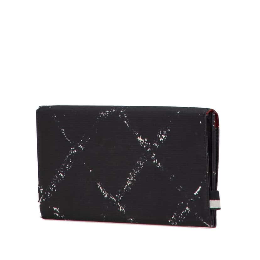 Chanel Old Travel Line Nylon Bifold Long Wallet Black Good condition - Back View