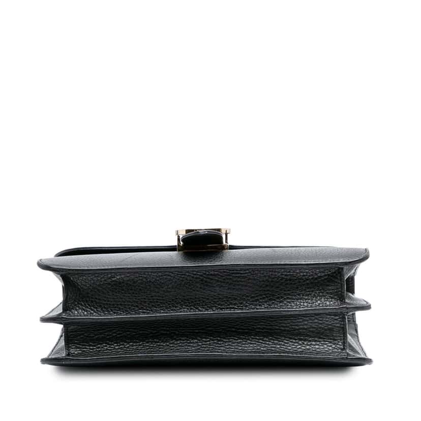 Gucci Medium Dollar Calfskin Interlocking G Crossbody Black Leather Good condition - Inside View