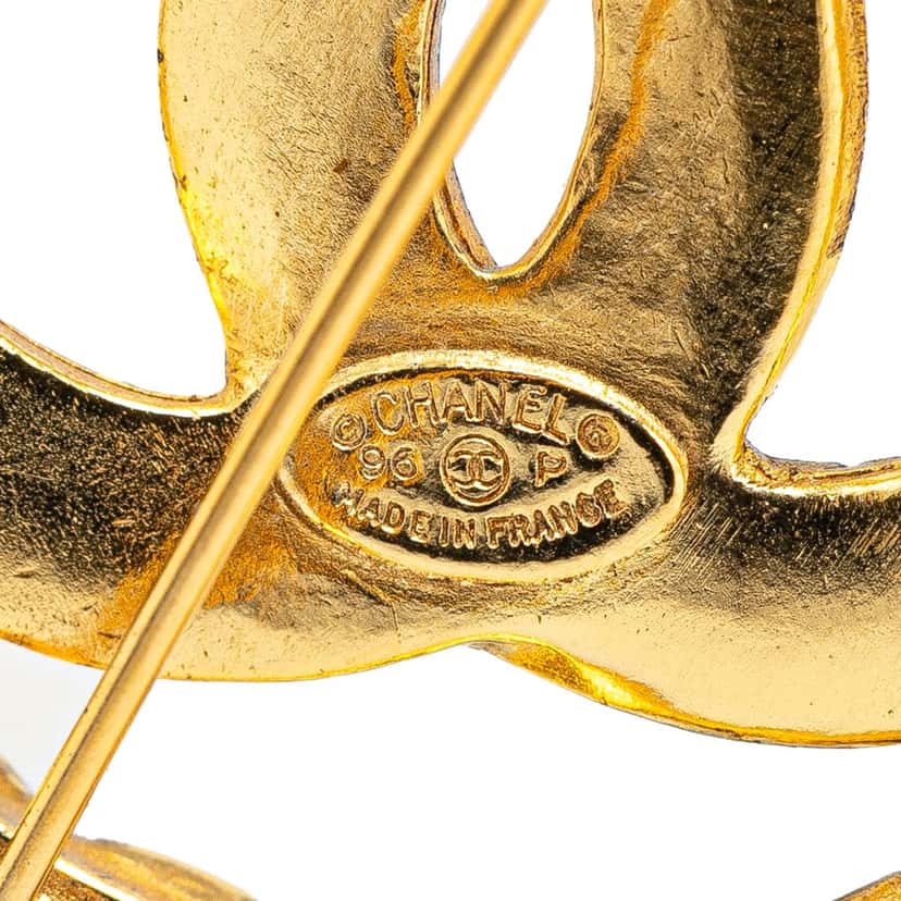 Chanel CC Gold Plated Chain Round Brooch Gold Metal Good condition - Inside View
