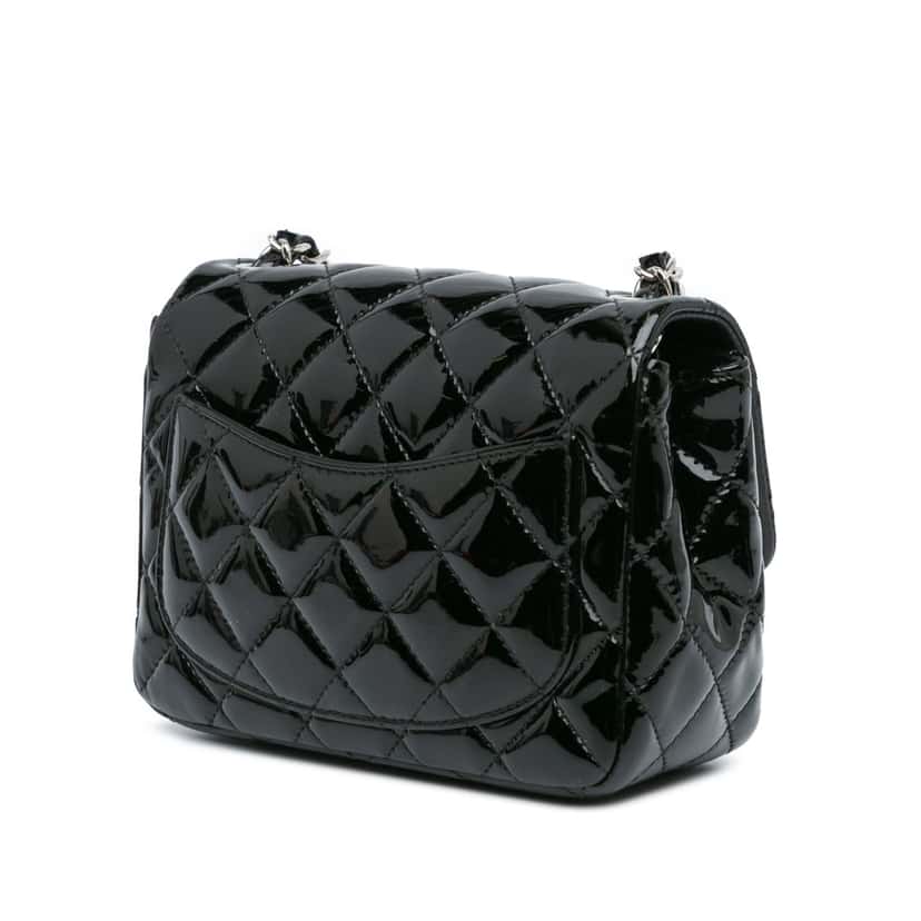 Chanel Mini Square Classic Patent Single Flap Black Leather Good condition - Back View