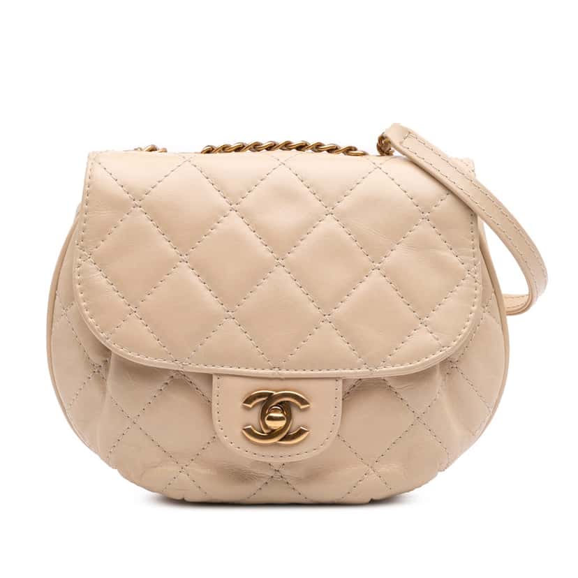 Chanel Small Aged Calfskin Bubble CC Flap Brown Leather Good condition - Front View