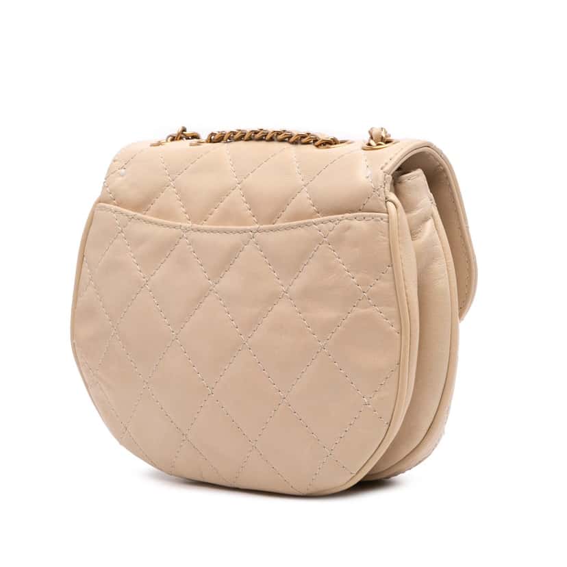 Chanel Small Aged Calfskin Bubble CC Flap Brown Leather Good condition - Back View