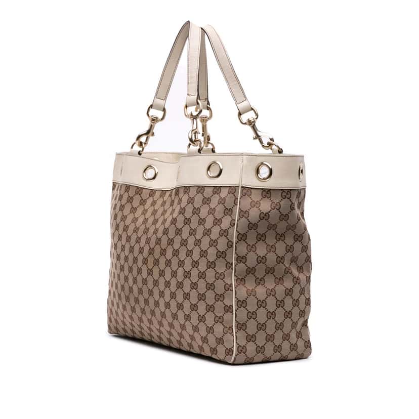 Gucci Large GG Canvas Positano Tote Brown Canvas Good condition - Back View