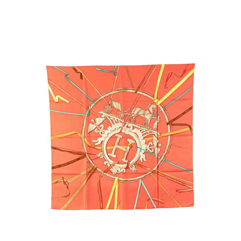 Hermès Attrape Tes Reves Silk Scarf Orange Silk Good condition - Front View