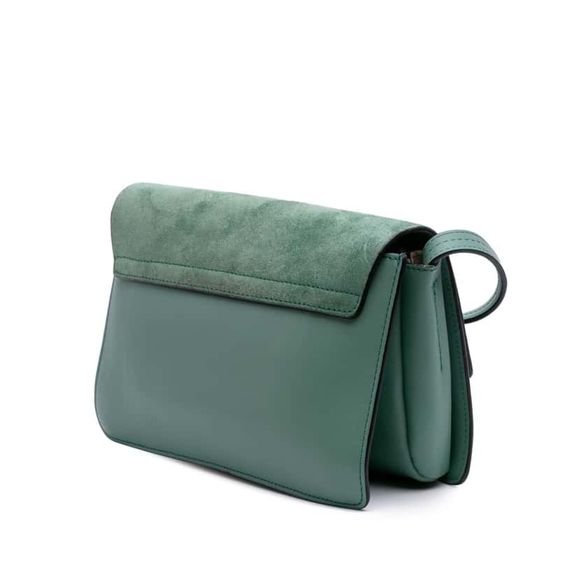 Chloé Small Suede and Calfskin Faye Crossbody Green Leather Good condition - Back View