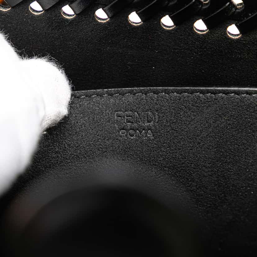 Fendi Small Whipstitch Leather Sunshine Shopper Tote Black Leather Good condition - Box View