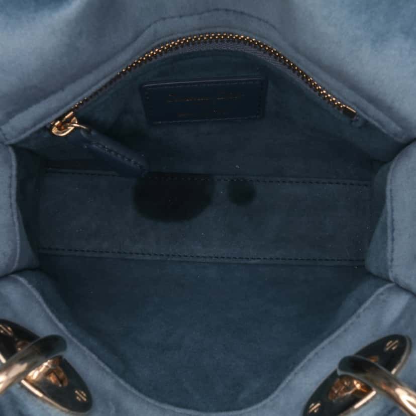 Dior Mini Velvet Cannage Lady Dior Blue Velvet Good condition - Model View