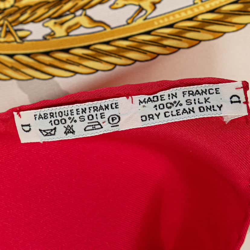 Hermès Les Cavalier d Or Silk Scarf Red Silk Good condition - Model View