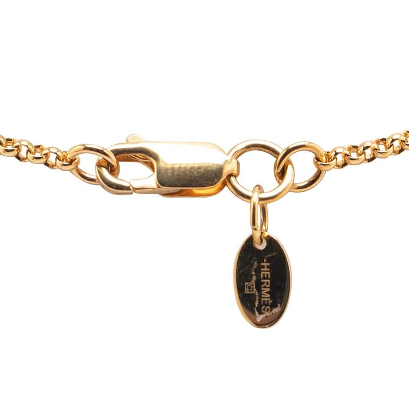 Hermès Gold Plated Loop Medor Pendant Necklace Gold Metal Good condition - Model View