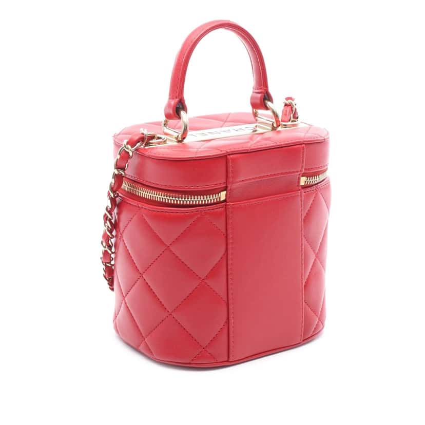 Chanel Quilted Lambskin Trendy CC Vanity Case Red Leather Good condition - Back View