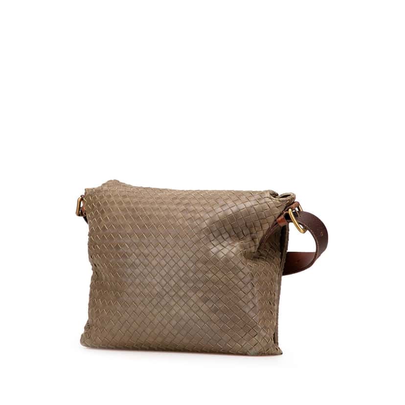 Bottega Veneta Nappa Intrecciato Messenger Bag Brown Leather Good condition - Back View