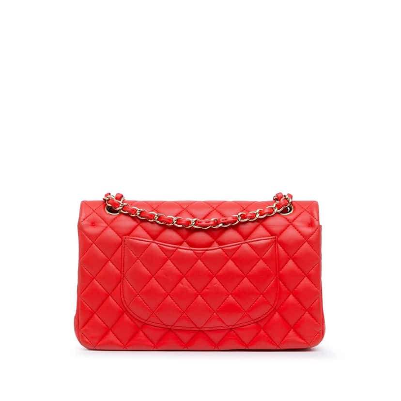 Chanel Medium Classic Lambskin Double Flap Red Leather Good condition - Inside View