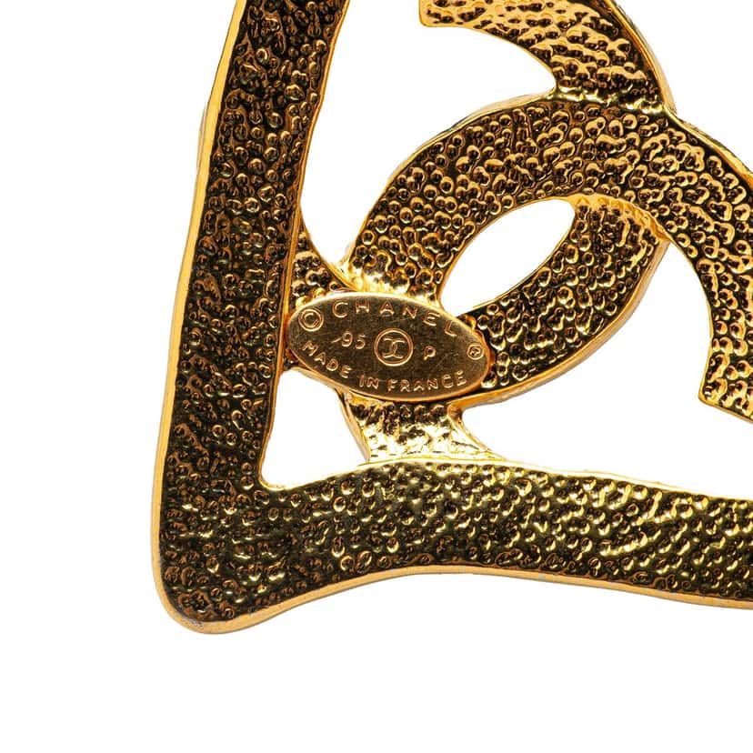 Chanel Gold Plated CC Heart Pendant Necklace Gold Metal Good condition - Back View