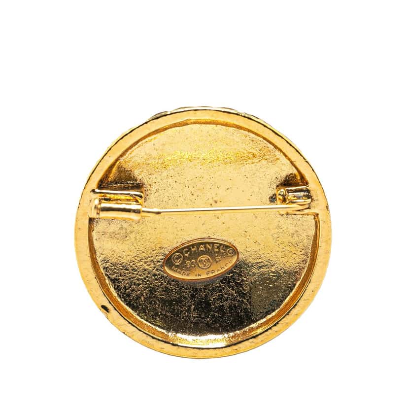 Chanel Gold Plated CC Quilted Brooch Gold Metal Good condition - Back View
