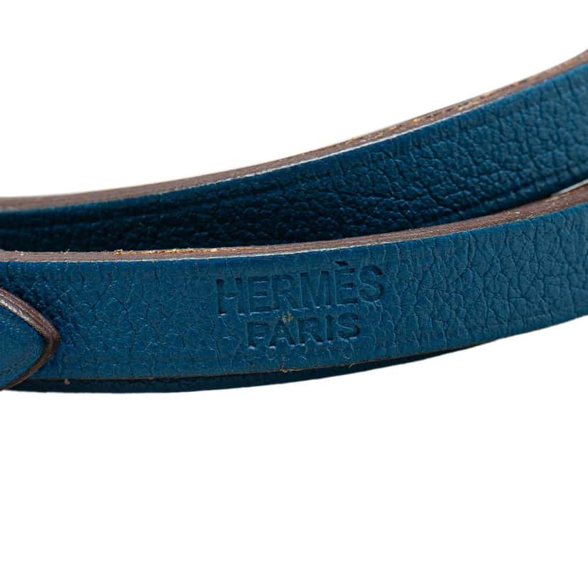 Hermès Chevre Hapi Triple Tour Bracelet Blue Leather Good condition - Box View