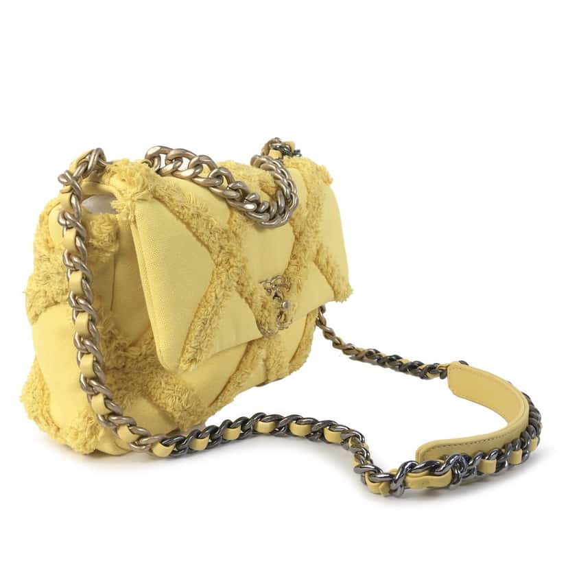 Chanel Medium Canvas 19 Flap Yellow Canvas Very good condition - Back View