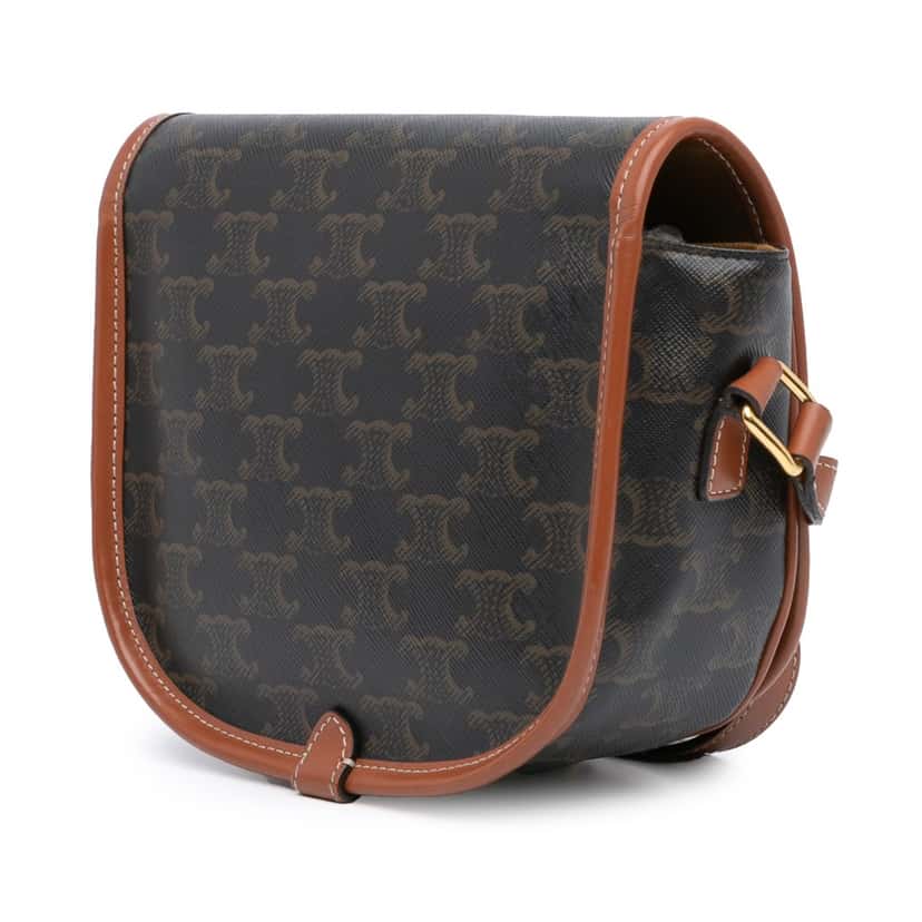 Celine Medium Triomphe Coated Canvas Folco Crossbody Brown Canvas Good condition - Back View