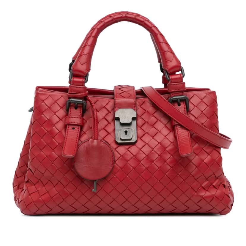 Bottega Veneta Small Intrecciato Roma Red Leather Good condition - Front View