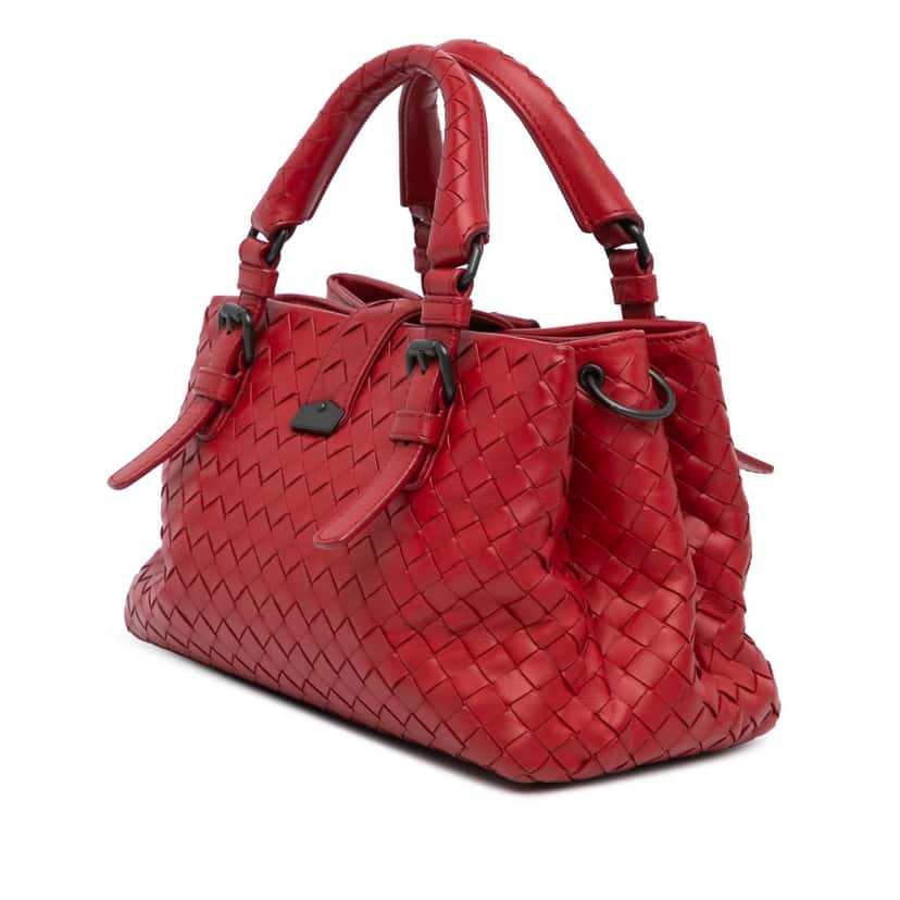 Bottega Veneta Small Intrecciato Roma Red Leather Good condition - Back View