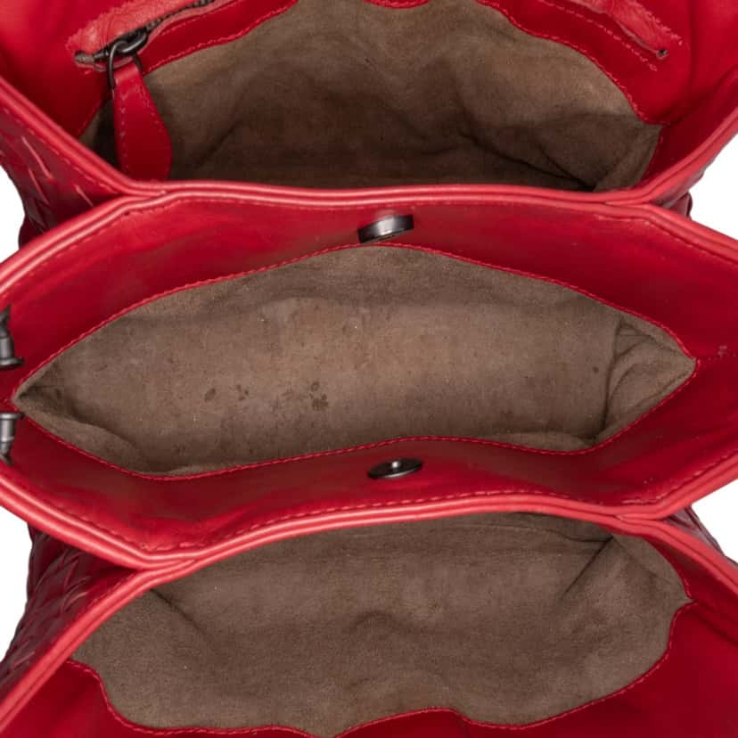Bottega Veneta Small Intrecciato Roma Red Leather Good condition - Model View