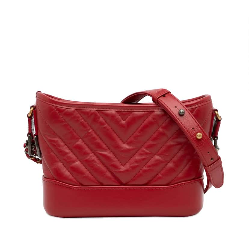 Chanel Small Chevron Lambskin Gabrielle Crossbody Red Leather Good condition - Front View