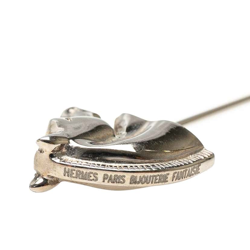 Hermès Palladium Plated Bijouterie Fantaisie Cheval Pin Brooch Silver Metal Good condition - Inside View