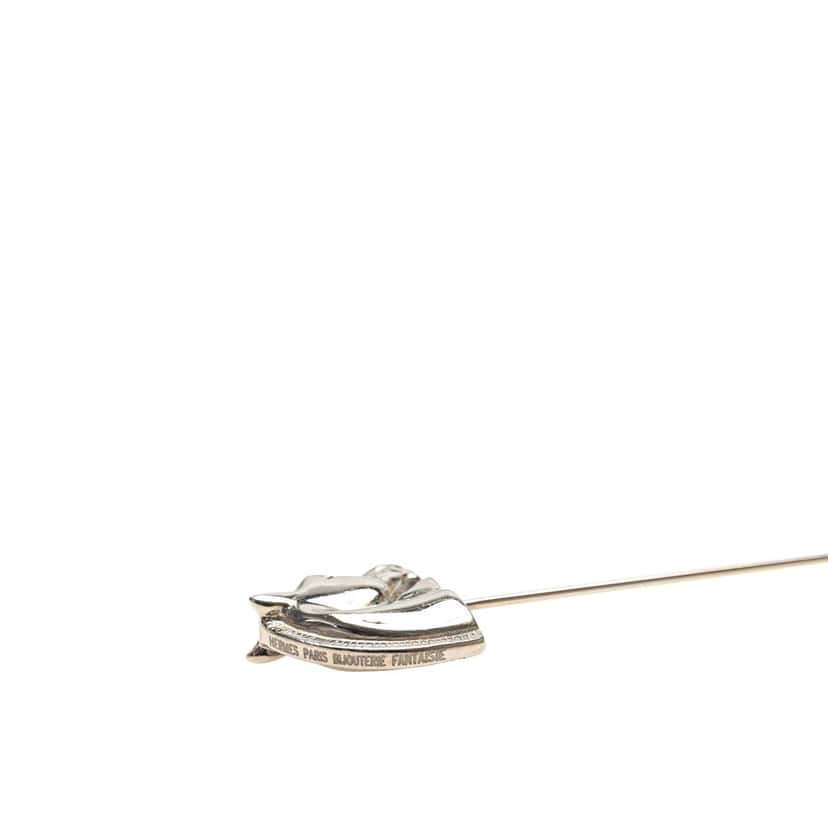 Hermès Palladium Plated Bijouterie Fantaisie Cheval Pin Brooch Silver Metal Good condition - Model View