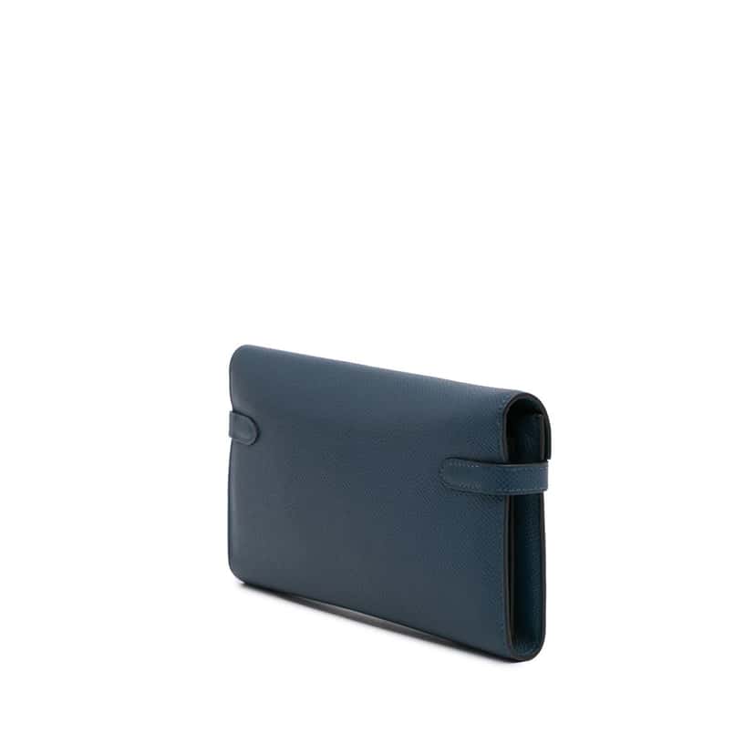 Hermès Epsom Kelly Longue Wallet Blue Leather Good condition - Back View
