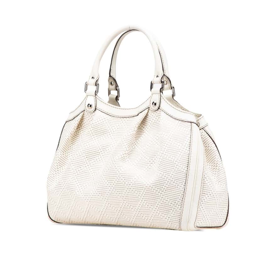 Gucci Medium Diamante Raffia Sukey Tote White Good condition - Back View