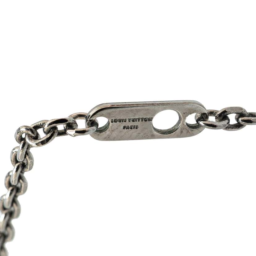 Louis Vuitton Brass Ruthenium Vivienne Pendant Necklace Silver Brass Good condition - Back View