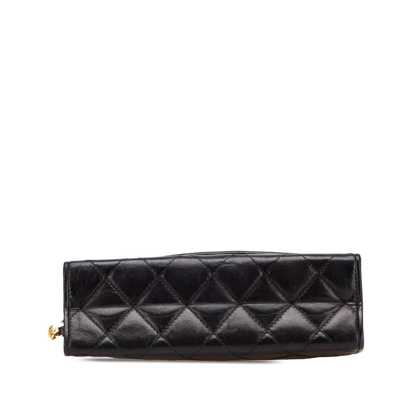 Chanel Quilted Lambskin Tassel Flap Black Leather Good condition - Inside View