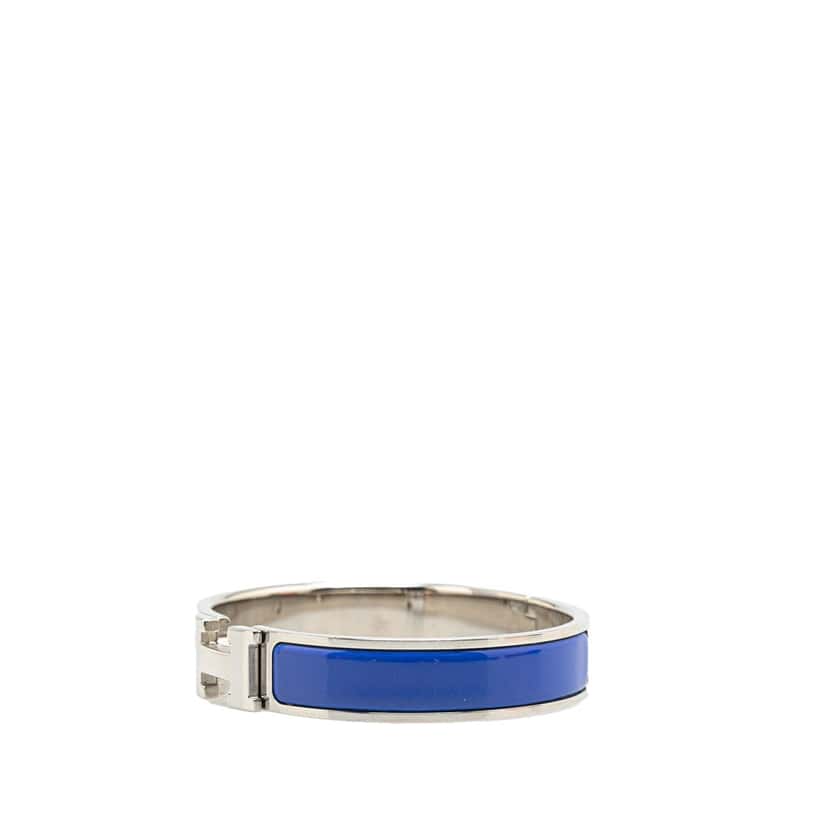 Hermès Narrow Enamel Clic H Bracelet GM Blue Good condition - Back View