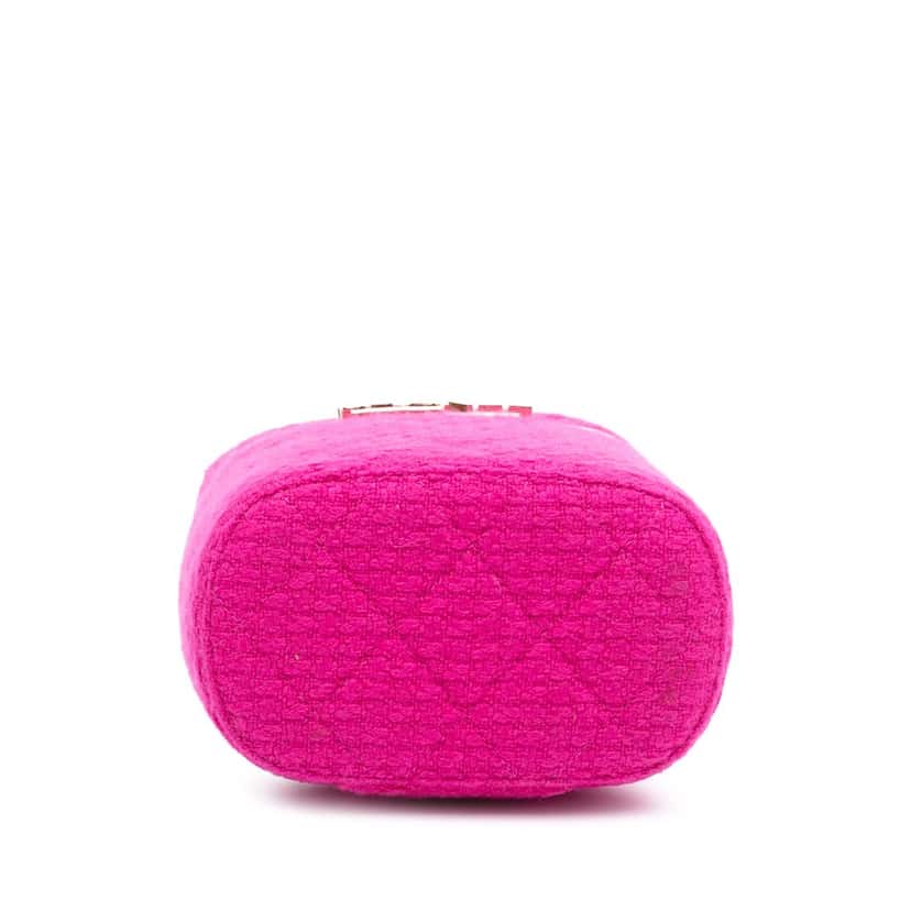 Chanel Quilted Tweed Vanity Case Pink Tweed Good condition - Inside View