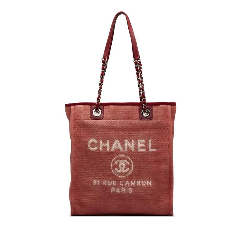 Chanel Mini Mixed Fibers Deauville Tote Red Canvas Good condition - Front View