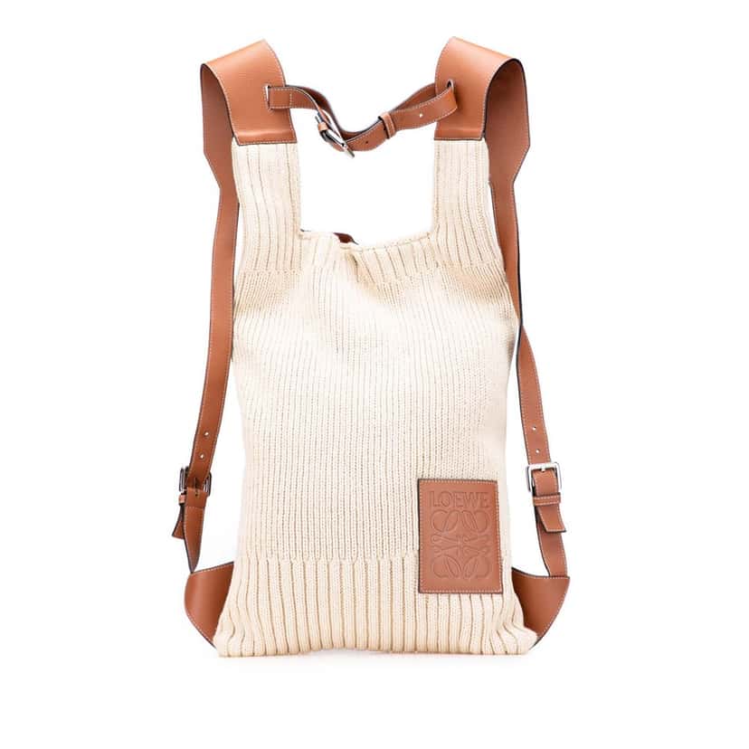Loewe Knitted Shopper Backpack Brown Wool Good condition - Front View