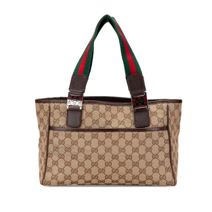 Gucci GG Canvas Web Pop Tote Brown Canvas Good condition - Front View