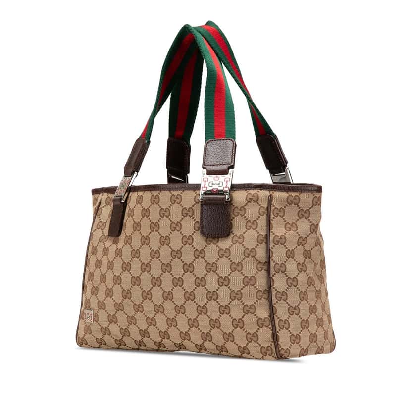Gucci GG Canvas Web Pop Tote Brown Canvas Good condition - Back View