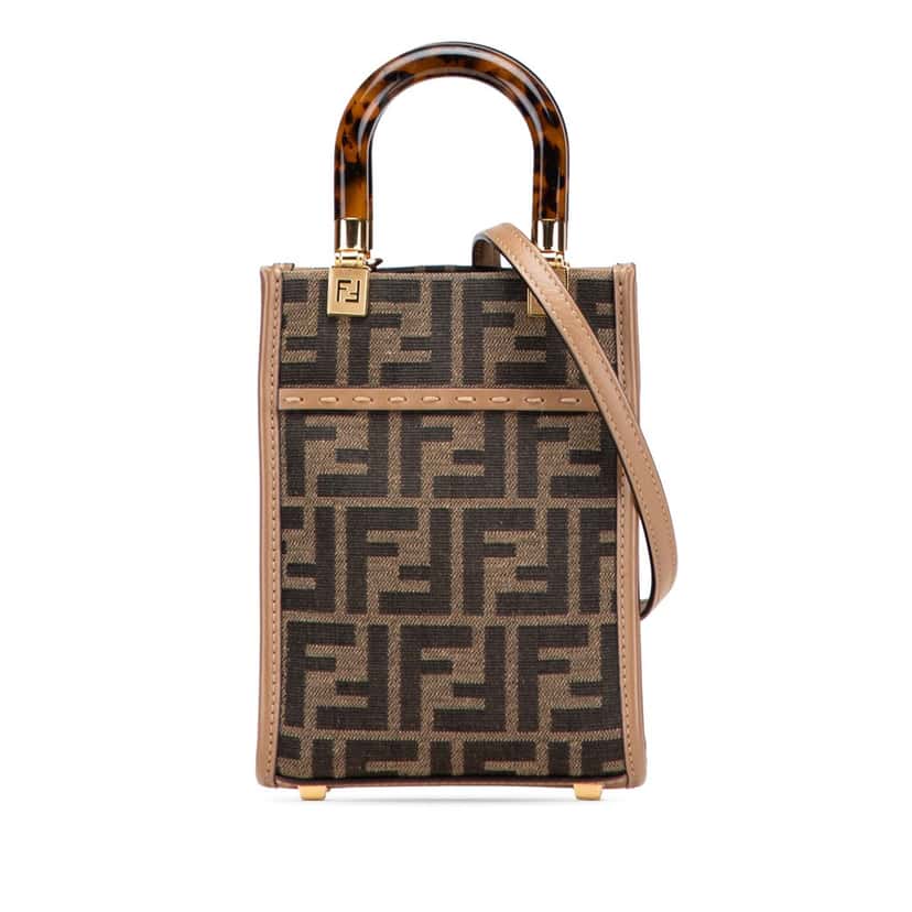Fendi Mini Zucca Canvas Sunshine Shopper Tote Brown Canvas Good condition - Front View