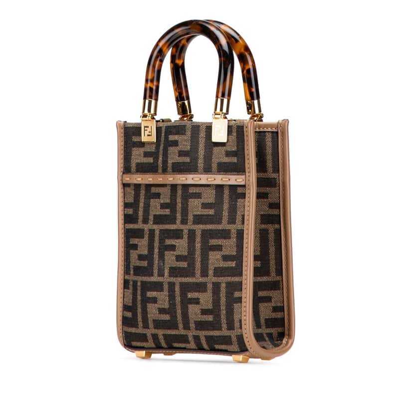 Fendi Mini Zucca Canvas Sunshine Shopper Tote Brown Canvas Good condition - Back View