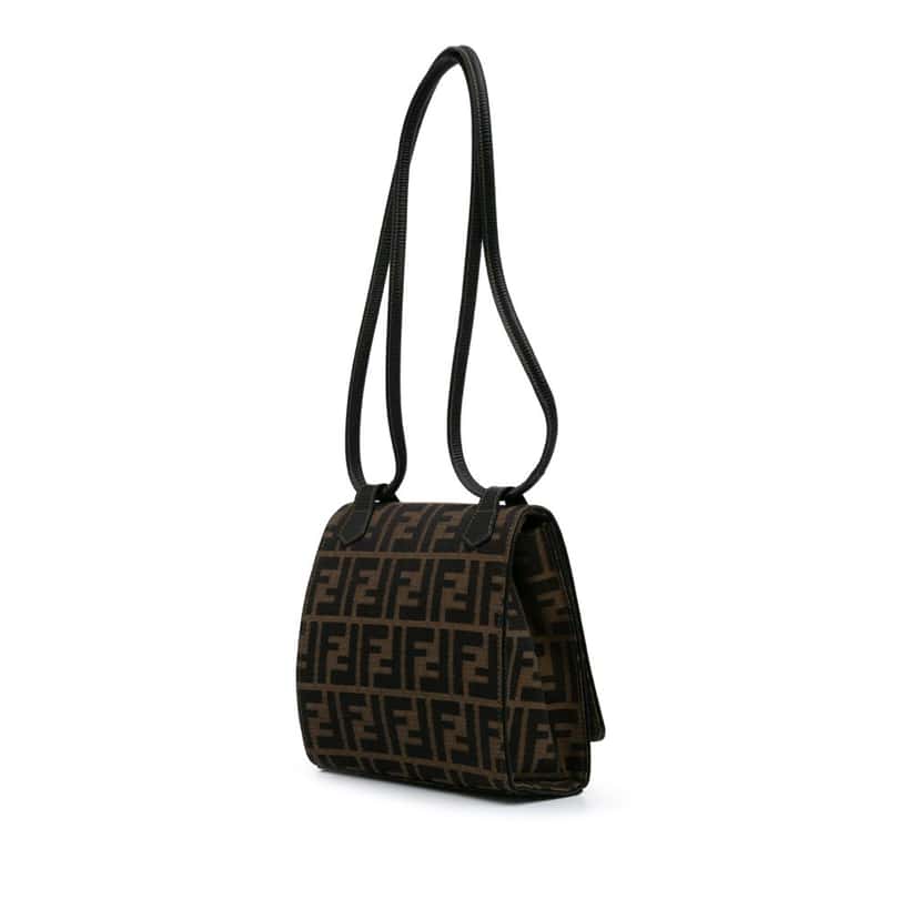 Fendi Zucca Canvas Shoulder Bag Brown Canvas Good condition - Back View