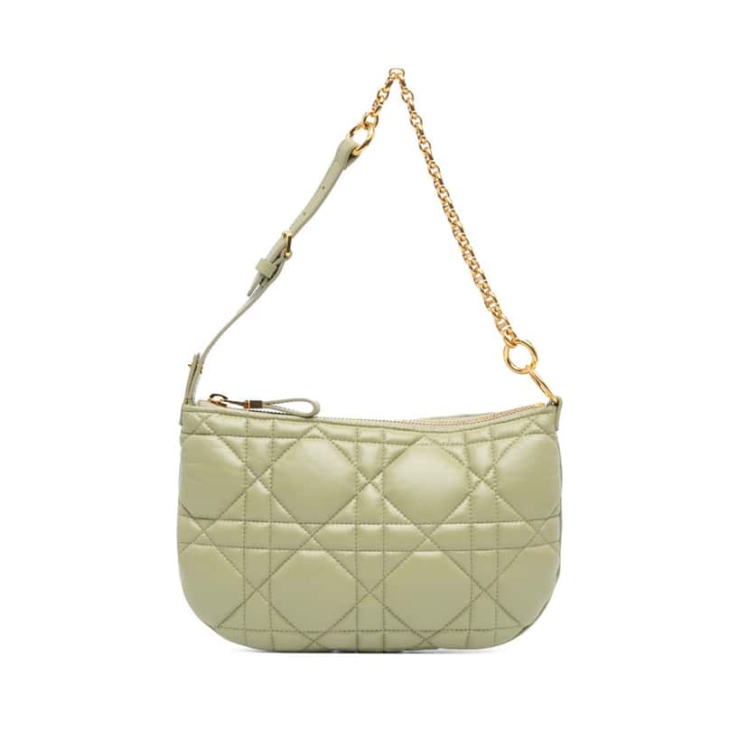 Dior Mini Calfskin Macrocannage Dior Caro Tulip Bag Green Leather Good condition - Front View