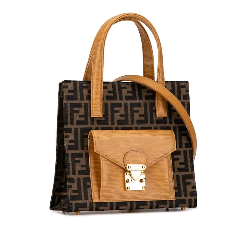 Fendi Zucca Canvas Front Pocket Tote Brown Canvas Good condition - Back View