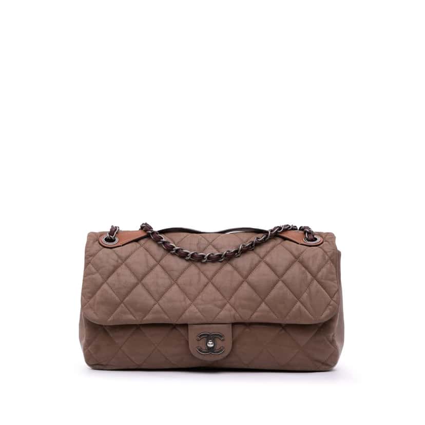 Chanel Jumbo Iridescent Calfskin In The Mix Flap Brown Leather Good condition - Front View