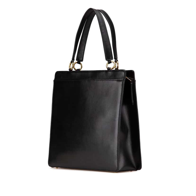 Chanel Lambskin Logo Tote Black Leather Good condition - Back View
