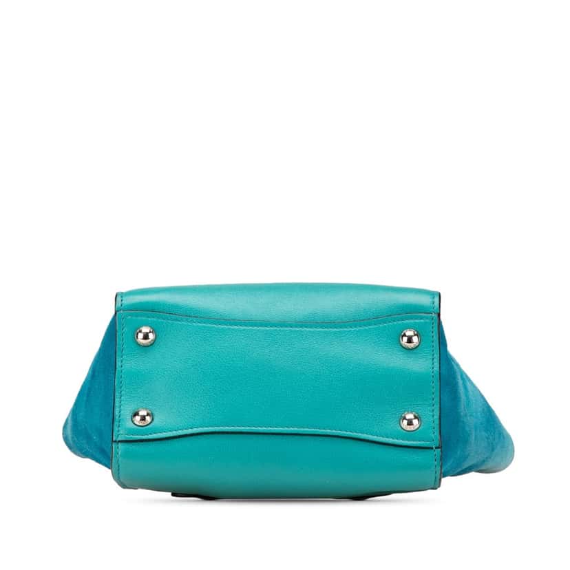 Prada Scamosciato Trimmed Glace Calf Twin Pocket Satchel Blue Leather Good condition - Inside View
