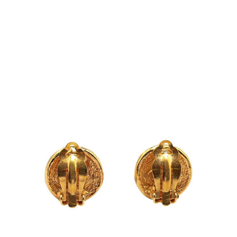 Chanel Gold Plated Rue Cambon Round Clip on Earrings Gold Metal Good condition - Back View