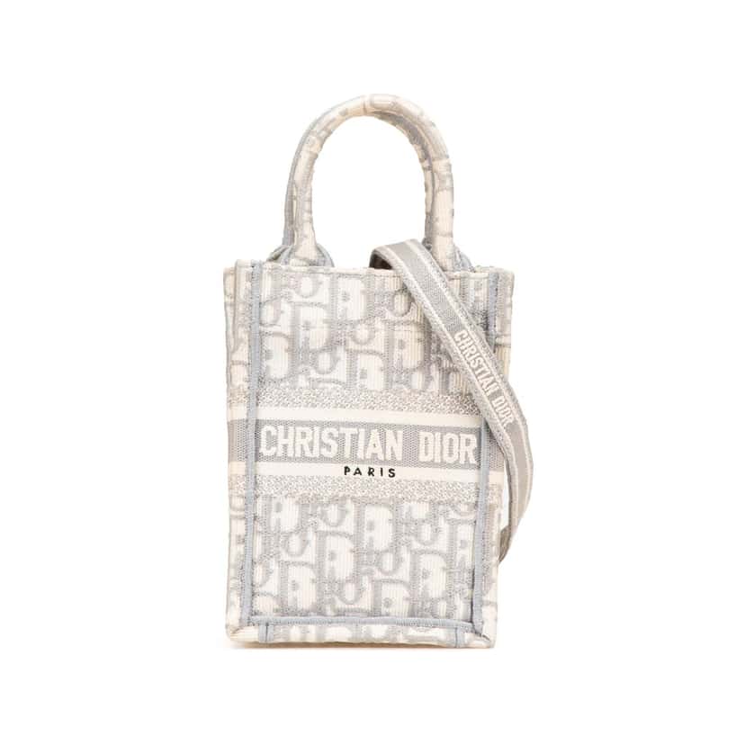 Dior Mini Oblique Canvas Vertical Book Tote Grey Canvas Good condition - Front View