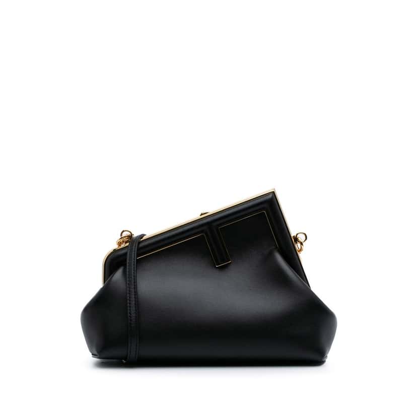 Fendi Small Nappa Fendi First Crossbody Black Leather Good condition - Front View