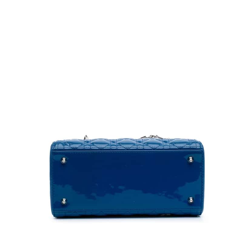 Dior Medium Patent Cannage Lady Dior Blue Leather Good condition - Inside View