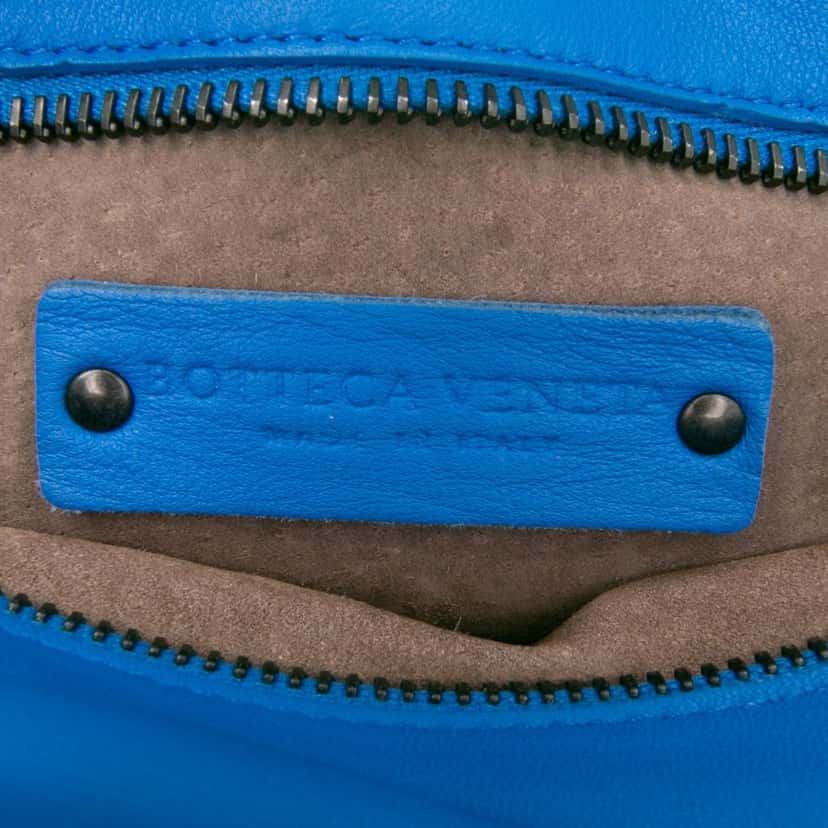 Bottega Veneta Small Nappa Intrecciato Accordion Satchel Blue Leather Good condition - Box View
